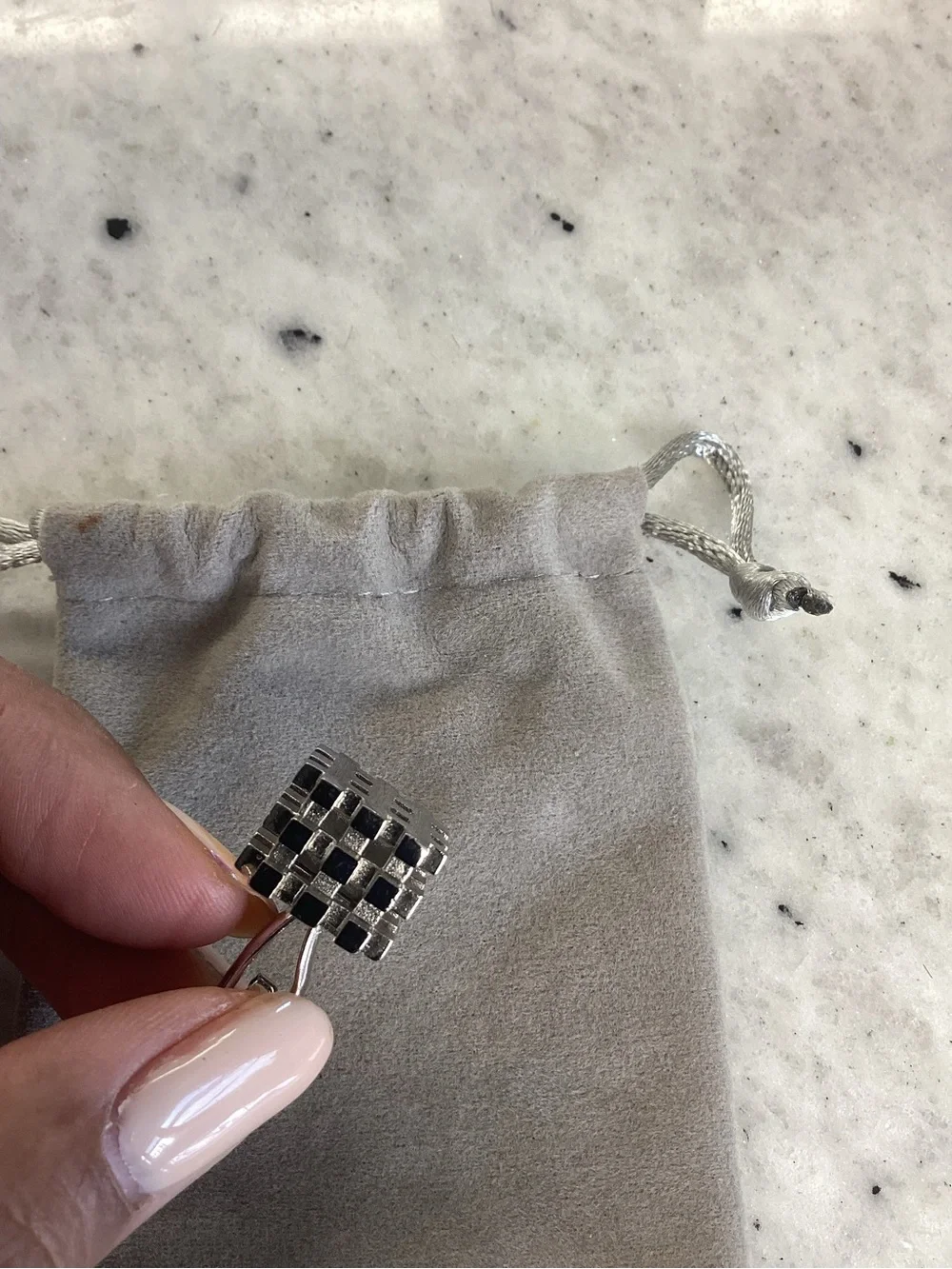 Men's Silver Tone Geometric Cufflinks - Brand Unknown